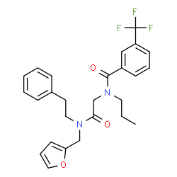 ChemSpider 2D Image | N-{2-[(2-Furylmethyl)(2-phenylethyl)amino]-2-oxoethyl}-N-propyl-3-(trifluoromethyl)benzamide | C26H27F3N2O3