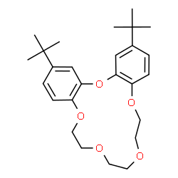 ChemSpider 2D Image | 2,17-Bis(2-methyl-2-propanyl)-6,7,9,10,12,13-hexahydrodibenzo[b,e][1,4,7,10,13]pentaoxacyclopentadecine | C26H36O5