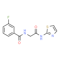 ChemSpider 2D Image | 3-Fluoro-N-[2-oxo-2-(1,3-thiazol-2-ylamino)ethyl]benzamide | C12H10FN3O2S