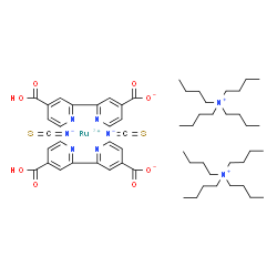 ChemSpider 2D Image | Ruthenium(2+) N,N,N-tributyl-1-butanaminium 4'-carboxy-2,2'-bipyridine-4-carboxylate (thioxomethylene)azanide (1:2:2:2) | C58H86N8O8RuS2