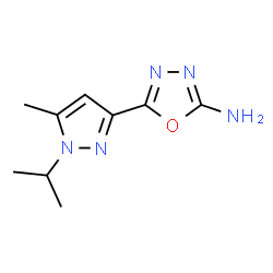 ChemSpider 2D Image | 5-(1-Isopropyl-5-methyl-1H-pyrazol-3-yl)-1,3,4-oxadiazol-2-amine | C9H13N5O
