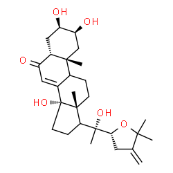 ChemSpider 2D Image | (2beta,3beta,5beta,9xi,17xi,22R)-2,3,14,20-Tetrahydroxy-22,25-epoxyergosta-7,24(28)-dien-6-one | C28H42O6