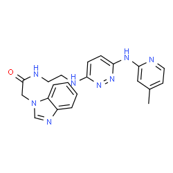 ChemSpider 2D Image | 2-(benzimidazol-1-yl)-N-[2-[[6-[(4-methyl-2-pyridyl)amino]pyridazin-3-yl]amino]ethyl]acetamide | C21H22N8O