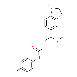 ChemSpider 2D Image | 1-[2-(Dimethylamino)-2-(1-methyl-2,3-dihydro-1H-indol-5-yl)ethyl]-3-(4-fluorophenyl)urea | C20H25FN4O