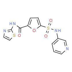 ChemSpider 2D Image | 5-(3-Pyridinylsulfamoyl)-N-(1,3-thiazol-2-yl)-2-furamide | C13H10N4O4S2
