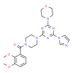 ChemSpider 2D Image | (2,3-Dimethoxyphenyl){4-[4-(1H-imidazol-1-yl)-6-(4-morpholinyl)-1,3,5-triazin-2-yl]-1-piperazinyl}methanone | C23H28N8O4