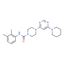ChemSpider 2D Image | N-(2,3-Dimethylphenyl)-4-[6-(1-piperidinyl)-4-pyrimidinyl]-1-piperazinecarboxamide | C22H30N6O