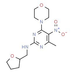 ChemSpider 2D Image | 4-Methyl-6-(4-morpholinyl)-5-nitro-N-(tetrahydro-2-furanylmethyl)-2-pyrimidinamine | C14H21N5O4