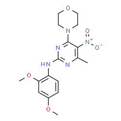 ChemSpider 2D Image | N-(2,4-Dimethoxyphenyl)-4-methyl-6-(4-morpholinyl)-5-nitro-2-pyrimidinamine | C17H21N5O5