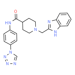 ChemSpider 2D Image | 1-(1H-Benzimidazol-2-ylmethyl)-N-[4-(1H-tetrazol-1-yl)phenyl]-4-piperidinecarboxamide | C21H22N8O