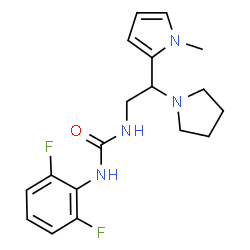 ChemSpider 2D Image | 1-(2,6-Difluorophenyl)-3-[2-(1-methyl-1H-pyrrol-2-yl)-2-(1-pyrrolidinyl)ethyl]urea | C18H22F2N4O
