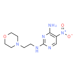 ChemSpider 2D Image | N~2~-[2-(4-Morpholinyl)ethyl]-5-nitro-2,4-pyrimidinediamine | C10H16N6O3