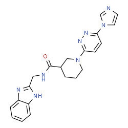 ChemSpider 2D Image | N-(1H-Benzimidazol-2-ylmethyl)-1-[6-(1H-imidazol-1-yl)-3-pyridazinyl]-3-piperidinecarboxamide | C21H22N8O