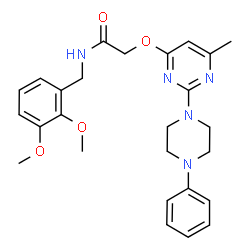 ChemSpider 2D Image | N-(2,3-Dimethoxybenzyl)-2-{[6-methyl-2-(4-phenyl-1-piperazinyl)-4-pyrimidinyl]oxy}acetamide | C26H31N5O4