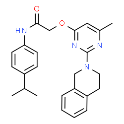 ChemSpider 2D Image | 2-{[2-(3,4-Dihydro-2(1H)-isoquinolinyl)-6-methyl-4-pyrimidinyl]oxy}-N-(4-isopropylphenyl)acetamide | C25H28N4O2