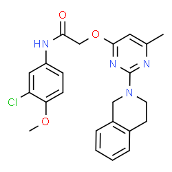 ChemSpider 2D Image | N-(3-Chloro-4-methoxyphenyl)-2-{[2-(3,4-dihydro-2(1H)-isoquinolinyl)-6-methyl-4-pyrimidinyl]oxy}acetamide | C23H23ClN4O3