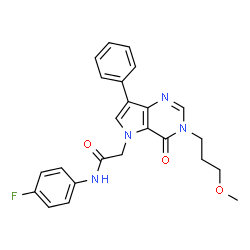 ChemSpider 2D Image | N-(4-Fluorophenyl)-2-[3-(3-methoxypropyl)-4-oxo-7-phenyl-3,4-dihydro-5H-pyrrolo[3,2-d]pyrimidin-5-yl]acetamide | C24H23FN4O3
