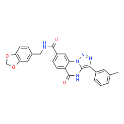 ChemSpider 2D Image | N-(1,3-Benzodioxol-5-ylmethyl)-3-(3-methylphenyl)-5-oxo-4,5-dihydro[1,2,3]triazolo[1,5-a]quinazoline-8-carboxamide | C25H19N5O4