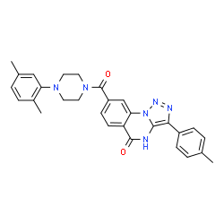 ChemSpider 2D Image | 8-{[4-(2,5-Dimethylphenyl)-1-piperazinyl]carbonyl}-3-(4-methylphenyl)[1,2,3]triazolo[1,5-a]quinazolin-5(4H)-one | C29H28N6O2