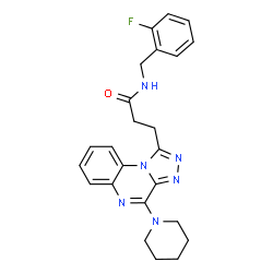 ChemSpider 2D Image | N-(2-Fluorobenzyl)-3-[4-(1-piperidinyl)[1,2,4]triazolo[4,3-a]quinoxalin-1-yl]propanamide | C24H25FN6O