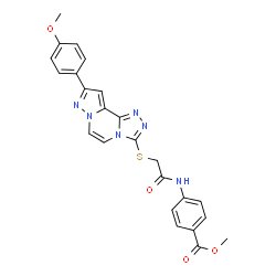 ChemSpider 2D Image | Methyl 4-[({[9-(4-methoxyphenyl)pyrazolo[1,5-a][1,2,4]triazolo[3,4-c]pyrazin-3-yl]sulfanyl}acetyl)amino]benzoate | C24H20N6O4S