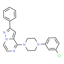 ChemSpider 2D Image | 4-[4-(3-Chlorophenyl)-1-piperazinyl]-2-phenylpyrazolo[1,5-a]pyrazine | C22H20ClN5