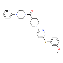 ChemSpider 2D Image | (1-{6-[(3-Methoxyphenyl)sulfanyl]-3-pyridazinyl}-4-piperidinyl)[4-(2-pyridinyl)-1-piperazinyl]methanone | C26H30N6O2S