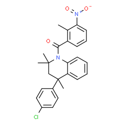 ChemSpider 2D Image | [4-(4-Chlorophenyl)-2,2,4-trimethyl-3,4-dihydro-1(2H)-quinolinyl](2-methyl-3-nitrophenyl)methanone | C26H25ClN2O3