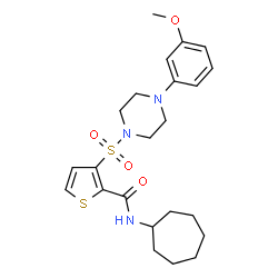 ChemSpider 2D Image | N-Cycloheptyl-3-{[4-(3-methoxyphenyl)-1-piperazinyl]sulfonyl}-2-thiophenecarboxamide | C23H31N3O4S2