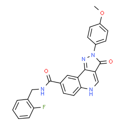 ChemSpider 2D Image | N-(2-Fluorobenzyl)-2-(4-methoxyphenyl)-3-oxo-3,5-dihydro-2H-pyrazolo[4,3-c]quinoline-8-carboxamide | C25H19FN4O3