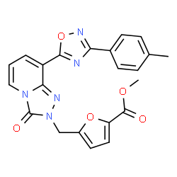 ChemSpider 2D Image | Methyl 5-({8-[3-(4-methylphenyl)-1,2,4-oxadiazol-5-yl]-3-oxo[1,2,4]triazolo[4,3-a]pyridin-2(3H)-yl}methyl)-2-furoate | C22H17N5O5