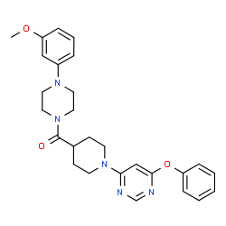ChemSpider 2D Image | [4-(3-Methoxyphenyl)-1-piperazinyl][1-(6-phenoxy-4-pyrimidinyl)-4-piperidinyl]methanone | C27H31N5O3