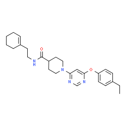 ChemSpider 2D Image | N-[2-(1-Cyclohexen-1-yl)ethyl]-1-[6-(4-ethylphenoxy)-4-pyrimidinyl]-4-piperidinecarboxamide | C26H34N4O2