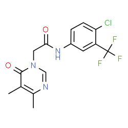 ChemSpider 2D Image | N-[4-Chloro-3-(trifluoromethyl)phenyl]-2-(4,5-dimethyl-6-oxo-1(6H)-pyrimidinyl)acetamide | C15H13ClF3N3O2