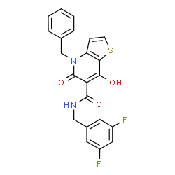 ChemSpider 2D Image | 4-Benzyl-N-(3,5-difluorobenzyl)-7-hydroxy-5-oxo-4,5-dihydrothieno[3,2-b]pyridine-6-carboxamide | C22H16F2N2O3S