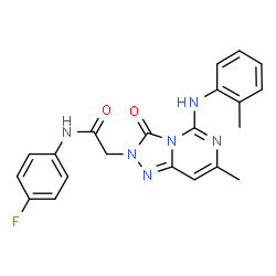 ChemSpider 2D Image | N-(4-Fluorophenyl)-2-{7-methyl-5-[(2-methylphenyl)amino]-3-oxo[1,2,4]triazolo[4,3-c]pyrimidin-2(3H)-yl}acetamide | C21H19FN6O2