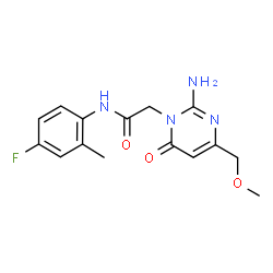 ChemSpider 2D Image | 2-[2-Amino-4-(methoxymethyl)-6-oxo-1(6H)-pyrimidinyl]-N-(4-fluoro-2-methylphenyl)acetamide | C15H17FN4O3
