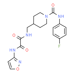 ChemSpider 2D Image | N-({1-[(4-Fluorophenyl)carbamoyl]-4-piperidinyl}methyl)-N'-(1,2-oxazol-3-yl)ethanediamide | C18H20FN5O4