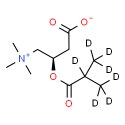 ChemSpider 2D Image | (3R)-3-{[2-(~2~H_3_)Methyl(~2~H_4_)propanoyl]oxy}-4-(trimethylammonio)butanoate | C11H14D7NO4