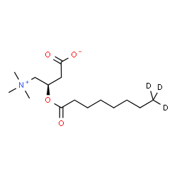 ChemSpider 2D Image | (3R)-3-[(8,8,8-~2~H_3_)Octanoyloxy]-4-(trimethylammonio)butanoate | C15H26D3NO4