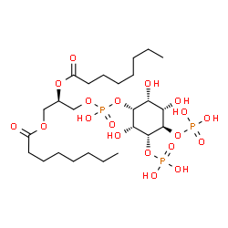 ChemSpider 2D Image | (2R)-3-[(Hydroxy{[(1R,2R,3S,4R,5R,6R)-2,3,6-trihydroxy-4,5-bis(phosphonooxy)cyclohexyl]oxy}phosphoryl)oxy]-1,2-propanediyl dioctanoate | C25H49O19P3