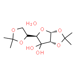 ChemSpider 2D Image | (3aR,5R,6aS)-5-[(4R)-2,2-Dimethyl-1,3-dioxolan-4-yl]-2,2-dimethyldihydrofuro[2,3-d][1,3]dioxole-6,6(5H)-diol hydrate (1:1) | C12H22O8