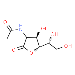 ChemSpider 2D Image | N-{(4R,5R)-5-[(1R)-1,2-Dihydroxyethyl]-4-hydroxy-2-oxotetrahydro-3-furanyl}acetamide | C8H13NO6