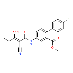ChemSpider 2D Image | Methyl 4-{[(2Z)-2-cyano-3-hydroxy-2-pentenoyl]amino}-4'-fluoro-2-biphenylcarboxylate | C20H17FN2O4
