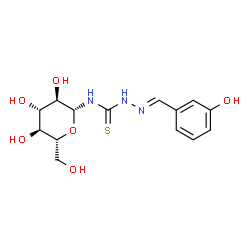 ChemSpider 2D Image | N-{[(2E)-2-(3-Hydroxybenzylidene)hydrazino]carbonothioyl}-beta-D-glucopyranosylamine | C14H19N3O6S