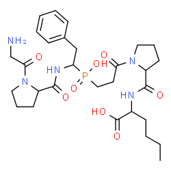 ChemSpider 2D Image | 1-{3-[{1-[(Glycylprolyl)amino]-2-phenylethyl}(hydroxy)phosphoryl]propanoyl}prolylnorleucine | C29H44N5O8P
