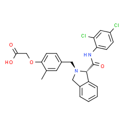 ChemSpider 2D Image | [4-({(1S)-1-[(2,4-Dichlorophenyl)carbamoyl]-1,3-dihydro-2H-isoindol-2-yl}methyl)-2-methylphenoxy]acetic acid | C25H22Cl2N2O4