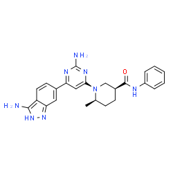 ChemSpider 2D Image | (3S,6R)-1-[2-Amino-6-(3-amino-2H-indazol-6-yl)-4-pyrimidinyl]-6-methyl-N-phenyl-3-piperidinecarboxamide | C24H26N8O