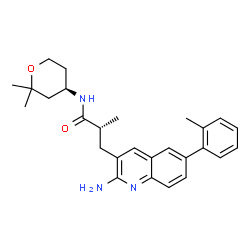 ChemSpider 2D Image | (2r)-3-[2-Amino-6-(2-Methylphenyl)quinolin-3-Yl]-N-[(4r)-2,2-Dimethyltetrahydro-2h-Pyran-4-Yl]-2-Methylpropanamide | C27H33N3O2