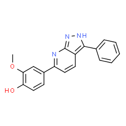 ChemSpider 2D Image | 2-Methoxy-4-(3-phenyl-2H-pyrazolo[3,4-b]pyridin-6-yl)phenol | C19H15N3O2